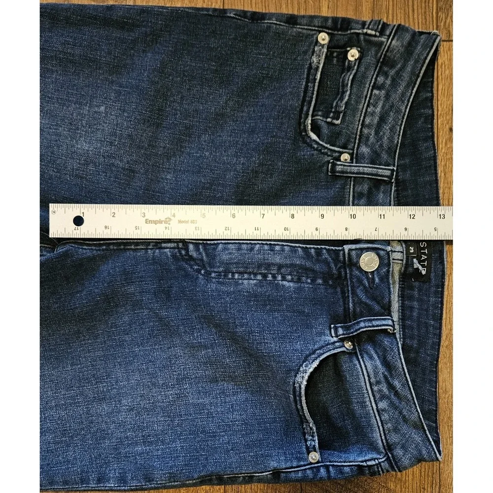 1. STATE SKINNY‎ HIGH RISE Med. Wash Distress Raw Hems Skinny Jeans Sz 29